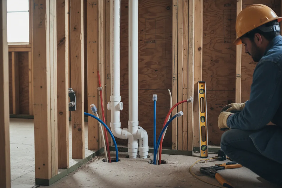 Drain and supply rough-in during Garbage Disposal Repair in Randallstown