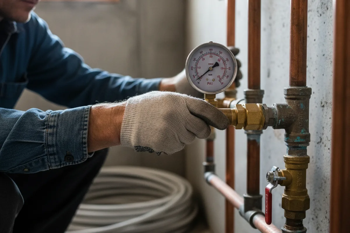Pressure testing a repaired line during Water Line Repair in Randallstown